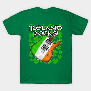 St Patricks Day Electric Guitar Irish Flag T-Shirt